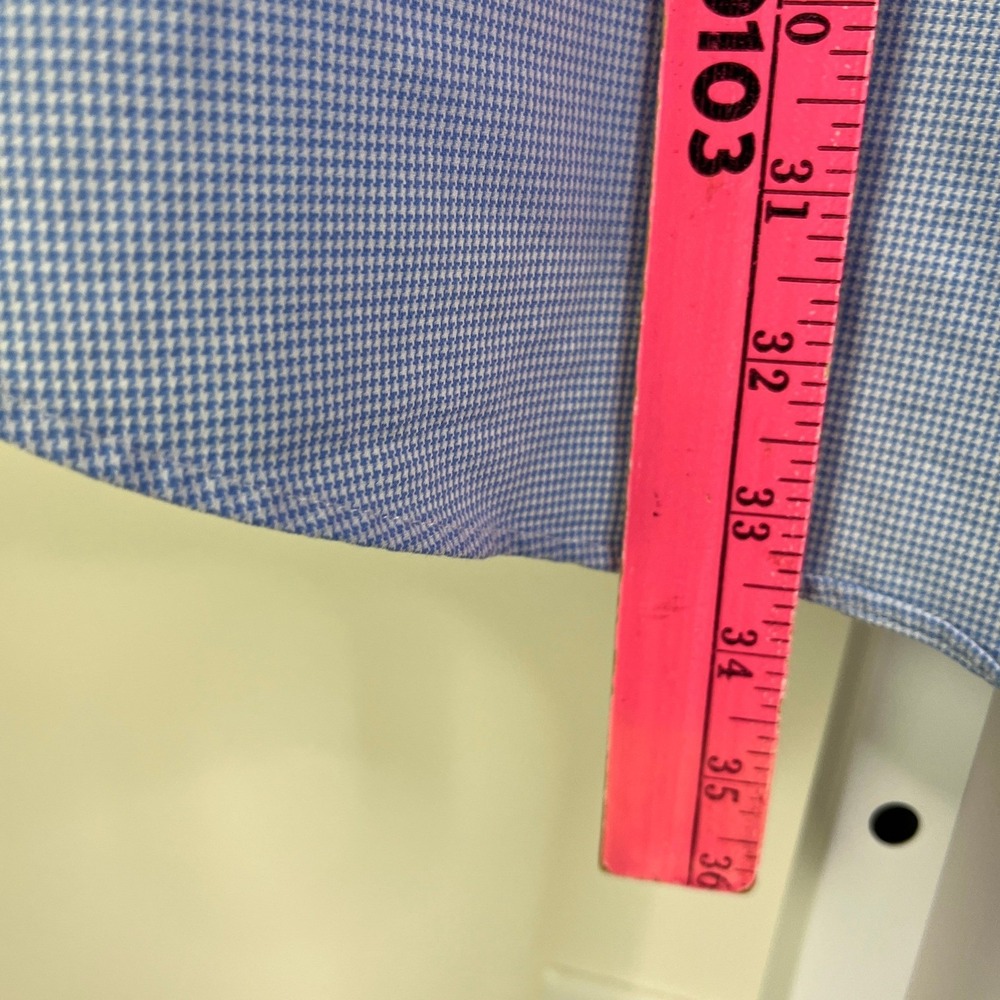 Nordstrom Dress Shirt Mens 17 36-37 Tech-Smart Houndstooth Traditional Fit Blue - Picture 11 of 13